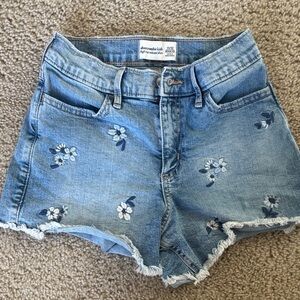 Abercrombie Kids Light Blue Floral Jean Shorts